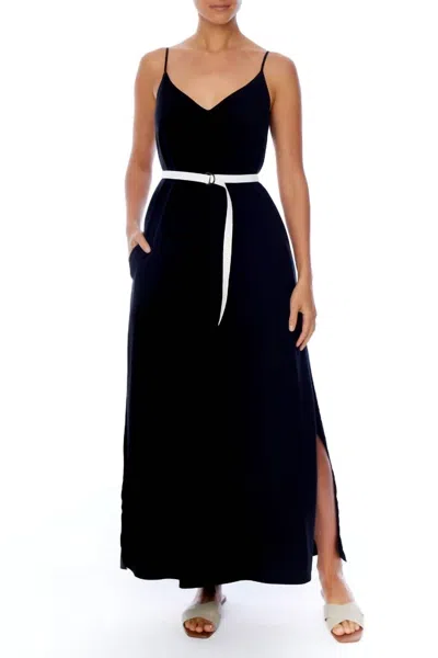 Lblc The Label Molly Belted Dress In Black In Blue