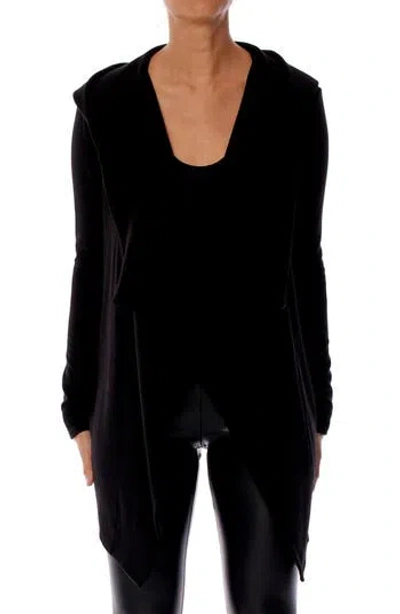 Lblc The Label Nancy Hooded Drape Front Cardigan In Black