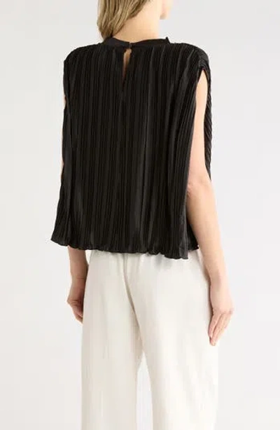 Lblc The Label Olivia Sleeveless Pleated Cape Top In Black
