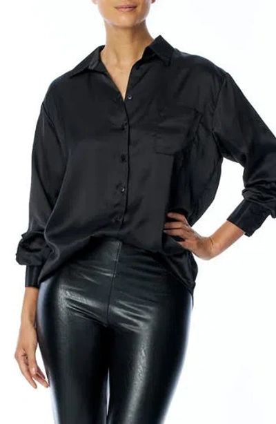 Lblc The Label Smith Long Sleeve Button-up Top In Black