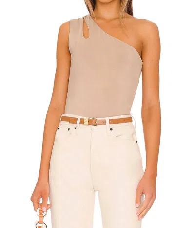 Lblc The Label Stevie One Shoulder Top In Mocha In Brown