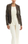 Lblc The Label Toby Faux Leather Blazer In Maple Brown In Gray