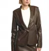Lblc The Label Toby Faux Leather Blazer In Maple Brown In Brown