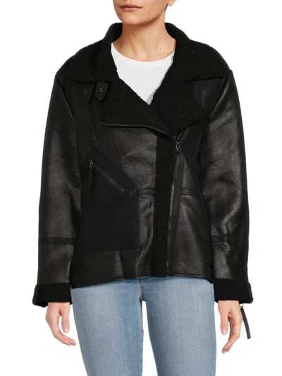 Lblc The Label Women's Alecia Faux Fur Lined Faux Leather Jacket In Black