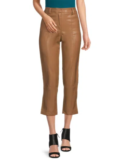 Lblc The Label Women's Jen Faux Leather Cropped Pants In Cognac