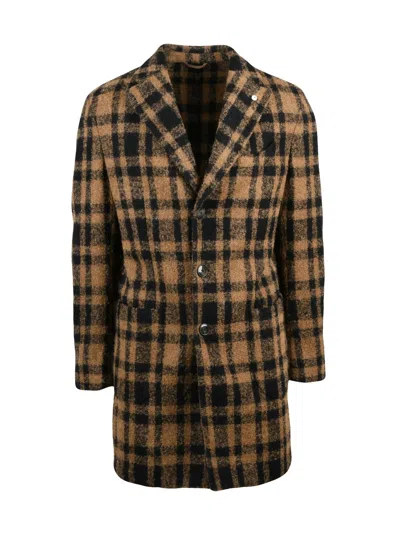 L.b.m 1911 Beige-black Wool-blend Coat In Multi