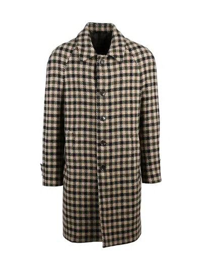 L.b.m 1911 Beige-green Virgin Wool-blend Coat In Multi