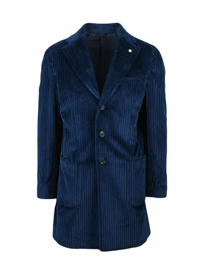 L.b.m 1911 Blue Cotton Velvet Double-breasted Coat