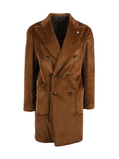 L.b.m 1911 Brown Cotton Corduroy Double-breasted Coat