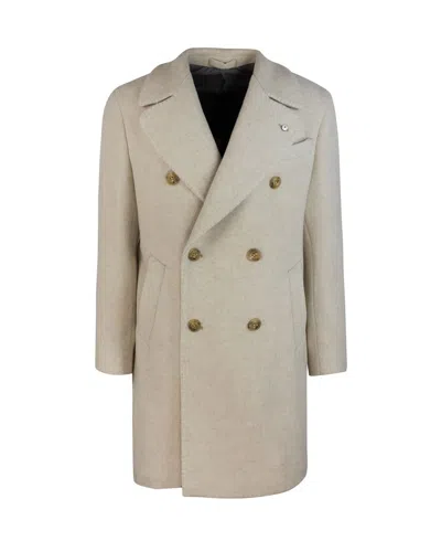 L.b.m 1911 Beige Double-breasted Coat In 01