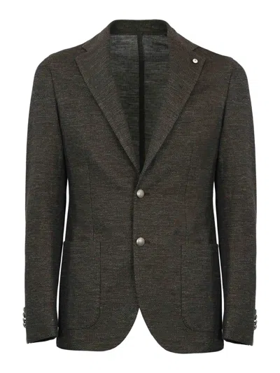 L.B.M 1911 SINGLE-BREASTED LINEN AND COTTON JACKET