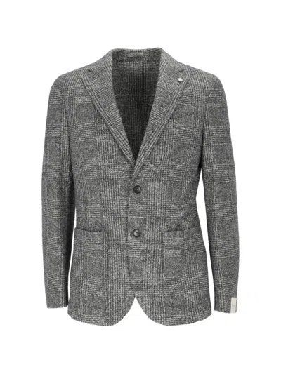 L.b.m 1911 Checked Notched-lapel Blazer In Gray