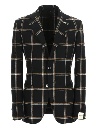 L.b.m 1911 Checked Single-breasted Blazer In Black