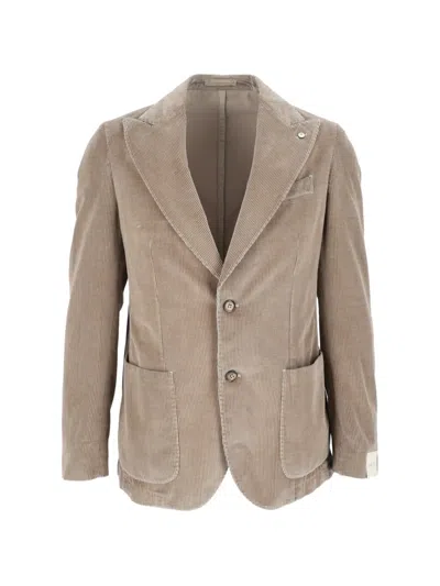 L.b.m 1911 Corduroy Single-breasted Blazer In Neutral
