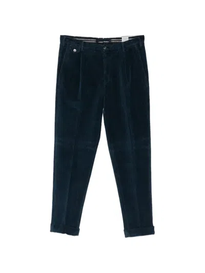 L.b.m 1911 Corduroy-effect Pleated Trousers In Blue