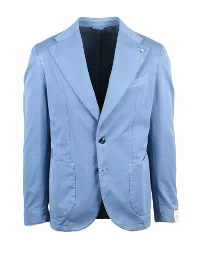 L.b.m 1911 Cotton-silk Blend Jacket With Single-button Closure And Rounded Fit In Blue