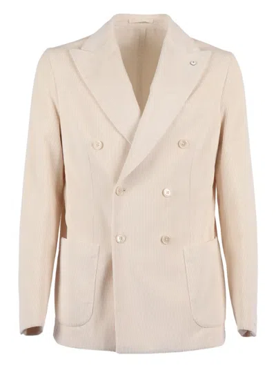 L.b.m 1911 Double-breasted Corduroy Blazer In Neutral
