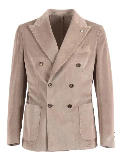 L.b.m 1911 Double Breasted Corduroy Jacket In Pink