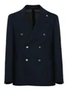L.b.m 1911 Double-breasted Jacket In Cotton And Wool In Blue