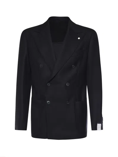 L.b.m 1911 Double-breasted Wool Blazer In Black