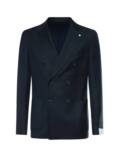 L.b.m 1911 Double-breasted Wool Blazer In Blue