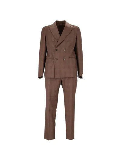 L.b.m 1911 Double-breasted Check-pattern Suit In Blue