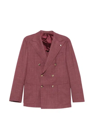 L.b.m 1911 Double-breasted Peak-lapel Blazer In Pink