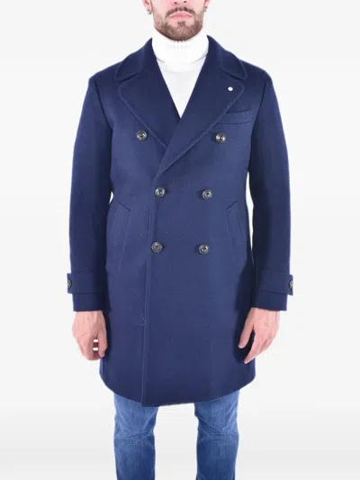 L.b.m 1911 Double-breasted Wool Coat In Blue
