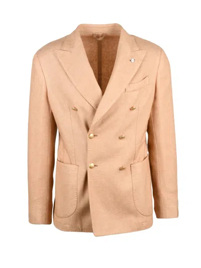 L.b.m 1911 Double-breasted Wool-polyester Blend L. B.m. 1911 Jacket In Brown