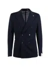 L.b.m 1911 Double Breasted Structured Blazer In Blue