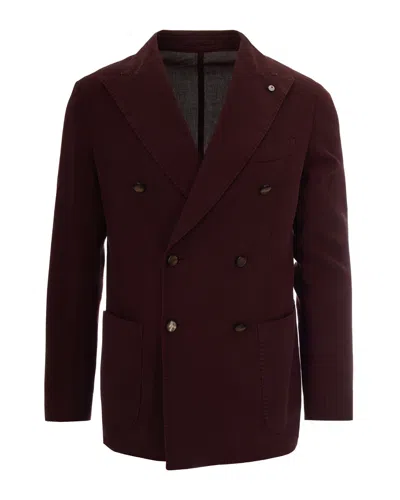 L.b.m 1911 Double-breasted Peak-lapel Jacket In Red