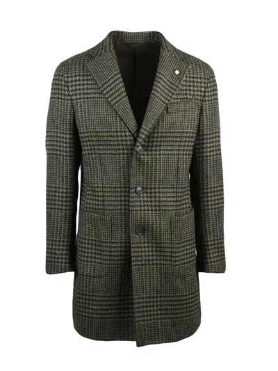 L.b.m 1911 Green-brown Virgin Wool Coat In Gray