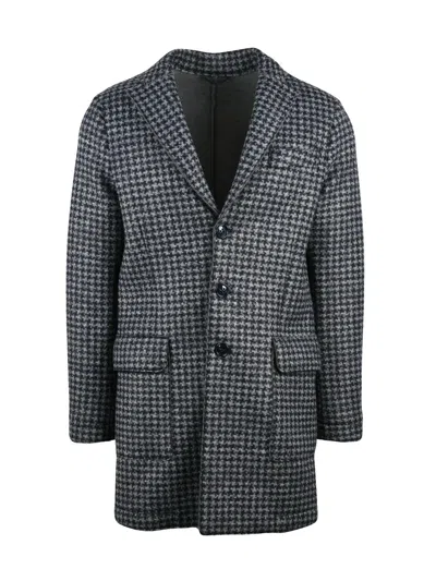 L.b.m 1911 Grey-black Viscose-blend Double-breasted Coat In Pink