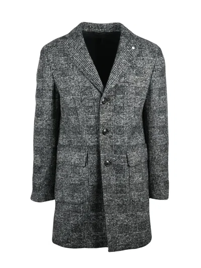 L.b.m 1911 Grey-black Polyester-blend Coat In Multi