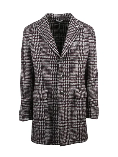 L.b.m 1911 Grey-bordeaux Cotton-blend Coat In Gray