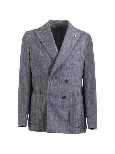 L.B.M 1911 HERRINGBONE DOUBLE-BREASTED BLAZER