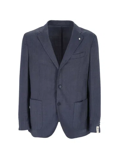 L.b.m 1911 Herringbone-pattern Blazer In Blue