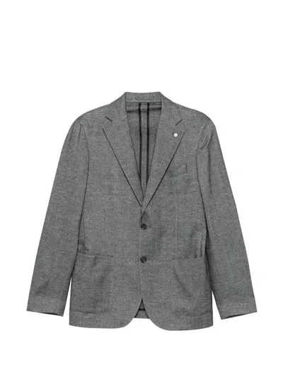 L.b.m 1911 Herringbone-pattern Blazer In Gray