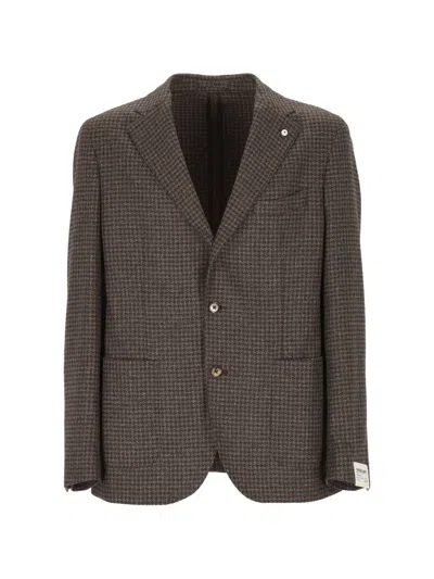 L.b.m 1911 Houndstooth-pattern Blazer In Brown