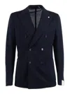L.b.m 1911 Double Breasted Structured Blazer In Blue