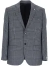 L.b.m 1911 L.b.m. 1911 Blue Single Breasted Checked Jacket In Multicolor