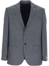 L.b.m 1911 L.b.m. 1911 Blue Single Breasted Checked Jacket In Multicolor