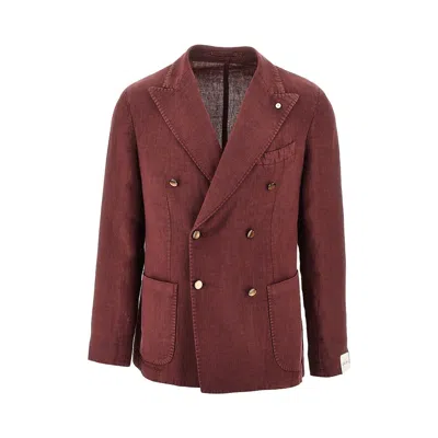 L.b.m 1911 L. B.m. 1911 Linen Double-breasted Jacket In Red