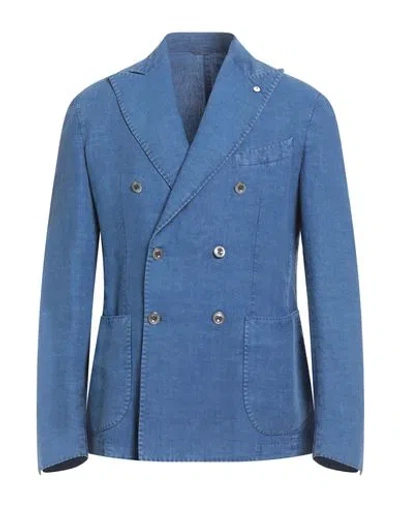 L.b.m 1911 L. B.m. 1911 Man Blazer Azure Size 40 Linen In Blue