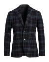 L.b.m 1911 Plaid Pattern Rounded Jacket With Notch Lapels In Black