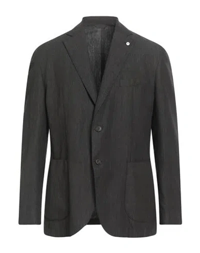 L.b.m 1911 L. B.m. 1911 Man Blazer Black Size 44 Linen, Wool In Multi