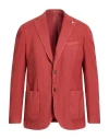 L.b.m 1911 Rounded Wool Jacket With Button Closure And Patch Pockets In Red