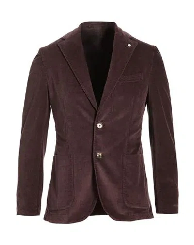 L.b.m 1911 L. B.m. 1911 Man Blazer Burgundy Size 38 Cotton, Modal, Elastane In Red