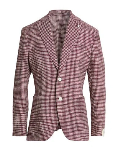 L.b.m 1911 L. B.m. 1911 Man Blazer Burgundy Size 40 Linen, Cotton In Pink