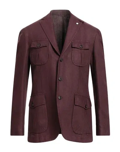 L.b.m 1911 L. B.m. 1911 Man Blazer Burgundy Size 42 Cotton, Linen
